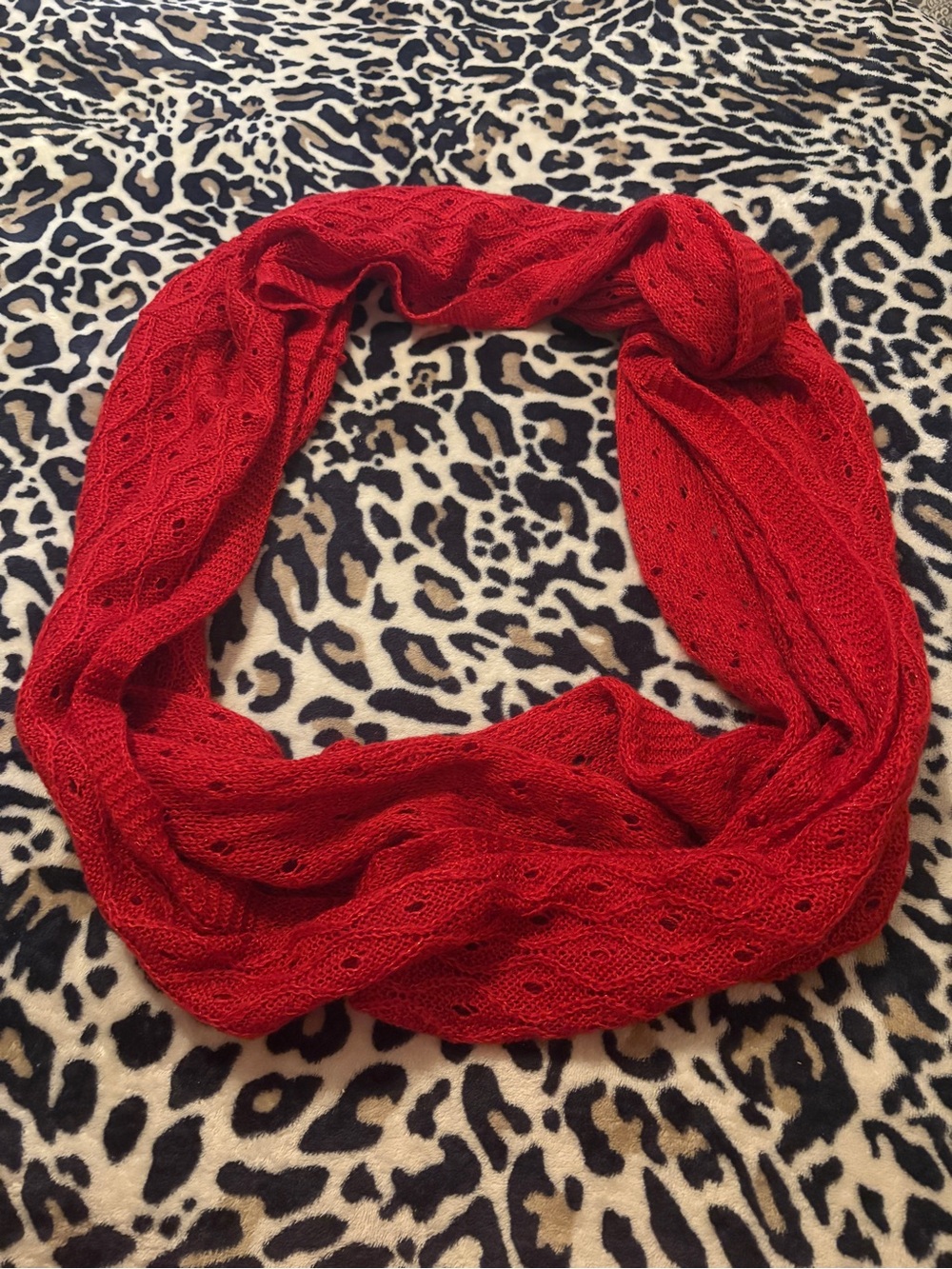 Red Knit Infinity Scarf